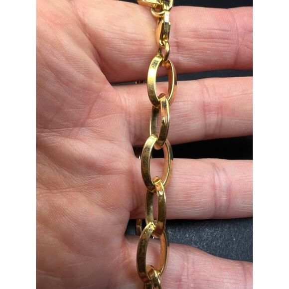 Yellow gold over bronze link bracelet 8 inches - Picture 4 of 10